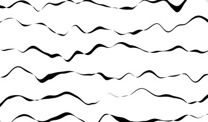 Abstract wavy wiggle lines pattern, black isolated on white background, curve design element - obrazy, fototapety, plakaty