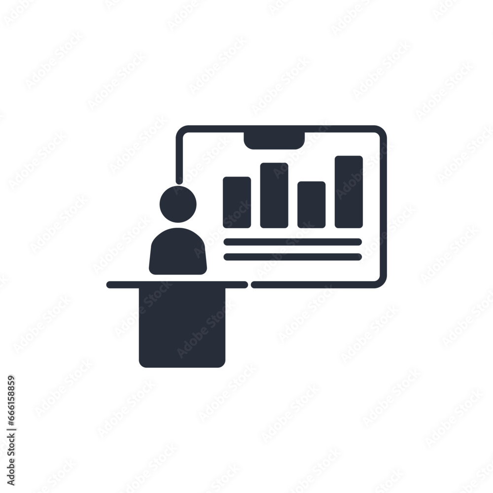 Poster presentation icon. vector.editable stroke.linear style sign for use web design,logo.symbol illustrat