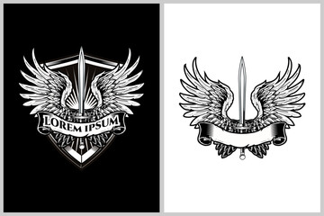 Sword and wings vector logo template