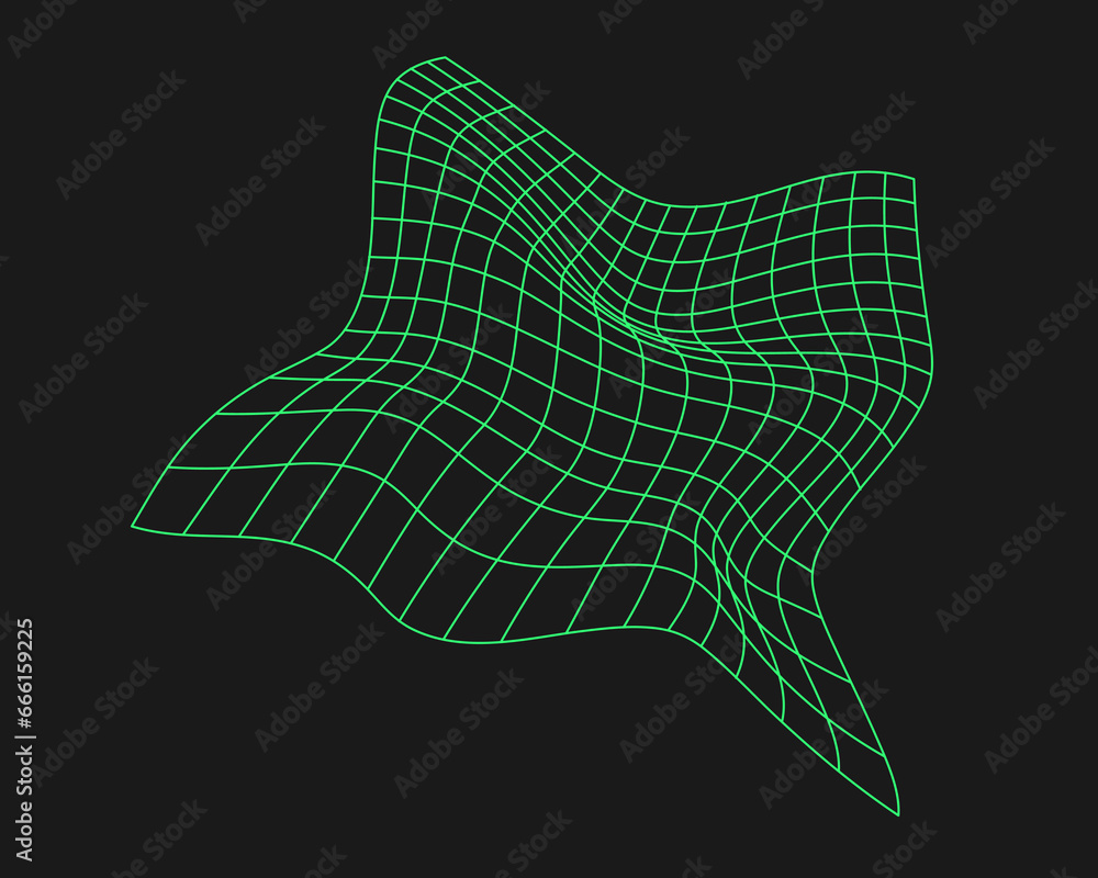 Poster cyberpunk perspective grid. cyber geometry y2k element. isolated style on black background. vector t