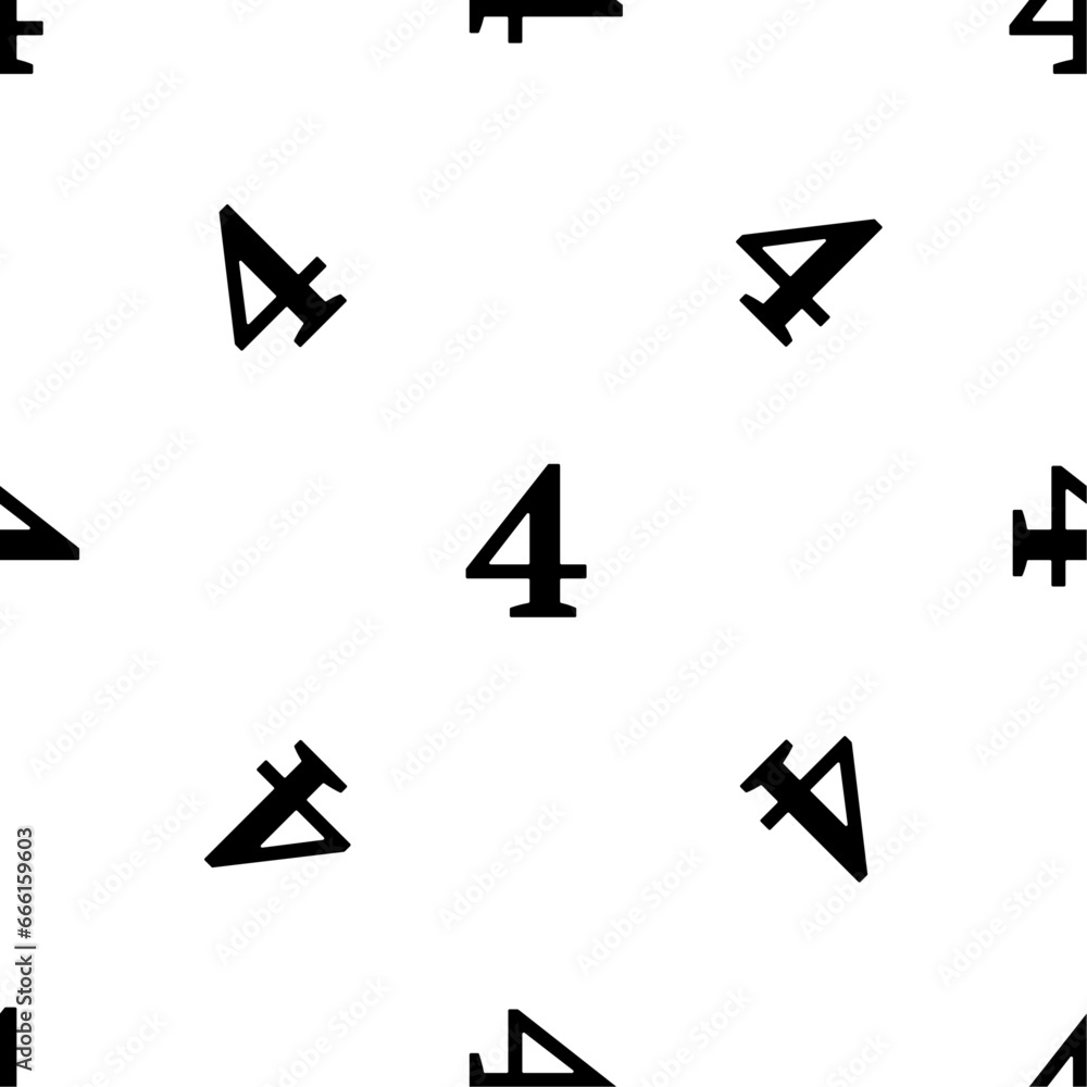 Poster seamless pattern of repeated black number four symbols. elements are evenly spaced and some are rota