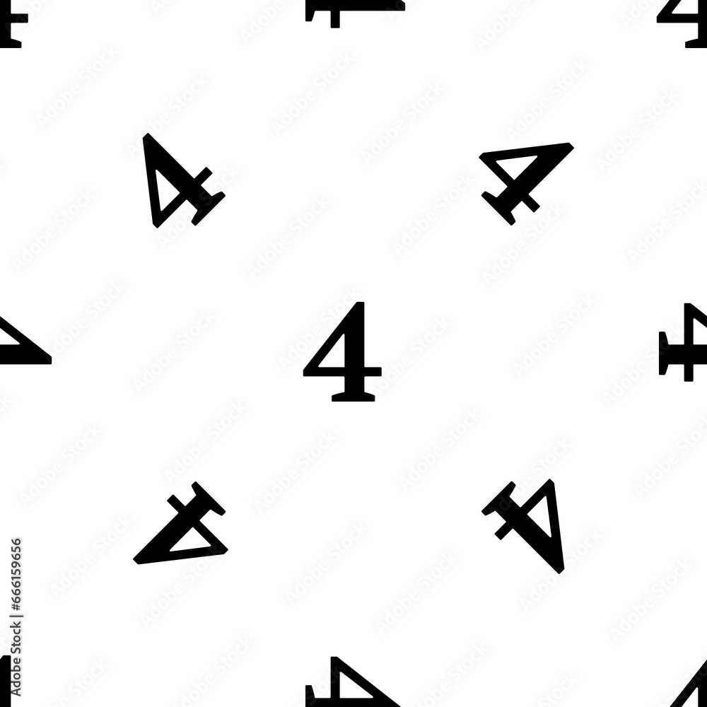 Poster seamless pattern of repeated black number four symbols. elements are evenly spaced and some are rota