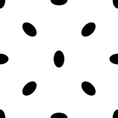 Seamless pattern of repeated black ellipse symbols. Elements are evenly spaced and some are rotated. Illustration on transparent background