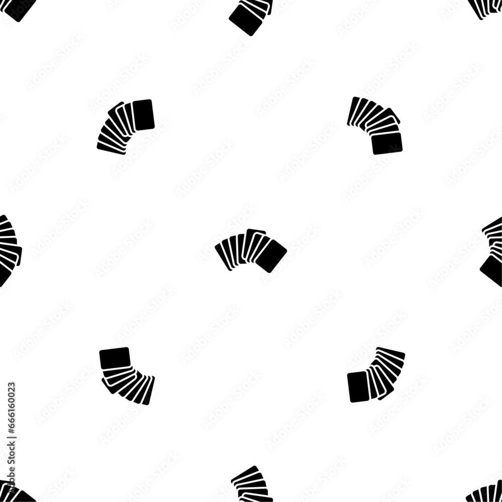 Poster seamless pattern of repeated black playing cards symbols. elements are evenly spaced and some are ro