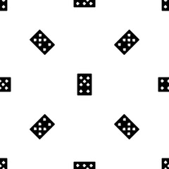 Seamless pattern of repeated black seven of spades playing cards. Elements are evenly spaced and some are rotated. Illustration on transparent background