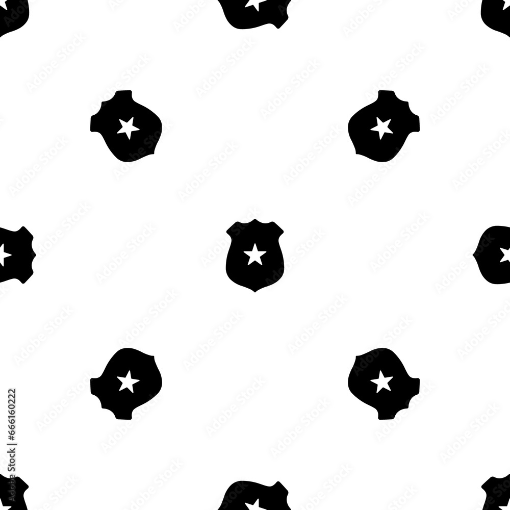 Poster seamless pattern of repeated black police badge symbols. elements are evenly spaced and some are rot