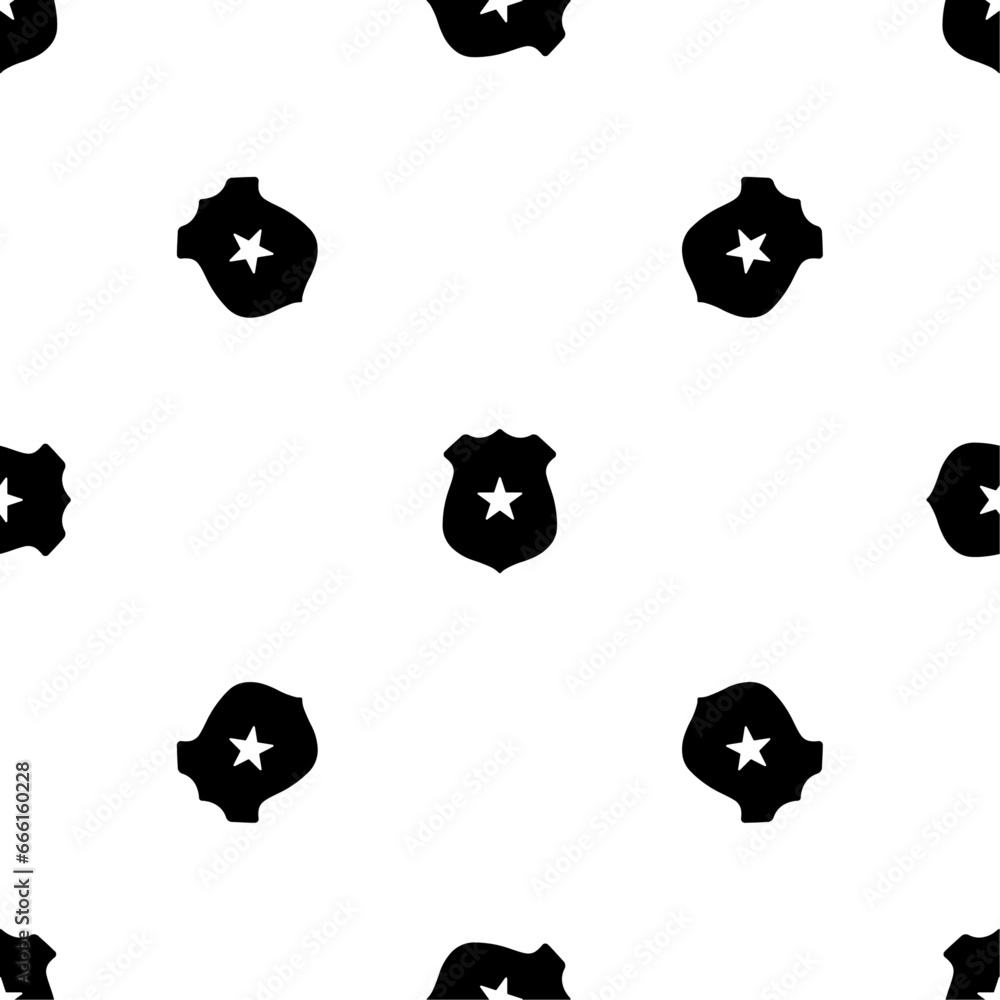 Poster seamless pattern of repeated black police badge symbols. elements are evenly spaced and some are rot