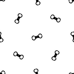 Seamless pattern of repeated black handcuffs symbols. Elements are evenly spaced and some are rotated. Vector illustration on white background