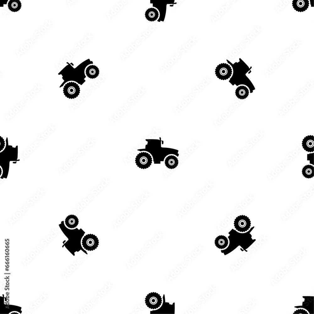 Poster seamless pattern of repeated black tractor icons. elements are evenly spaced and some are rotated. v