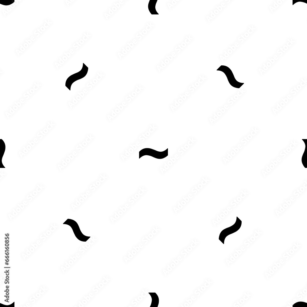 Poster seamless pattern of repeated black tilde symbols. elements are evenly spaced and some are rotated. i