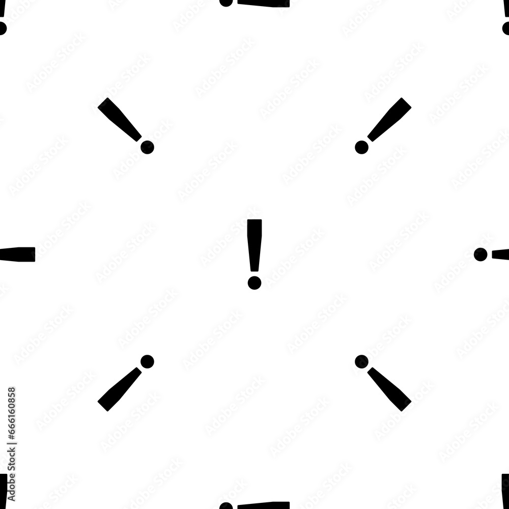 Poster seamless pattern of repeated black exclamation symbols. elements are evenly spaced and some are rota