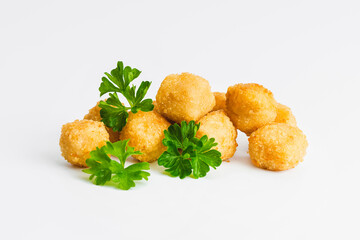 Chicken Breaded Fillet.Fast food. Breaded Chicken Inner Fillet on a White Background,Chicken Breaded Raw Meat. Fast cooking. Breaded chicken nuggets. Homemade food at home.