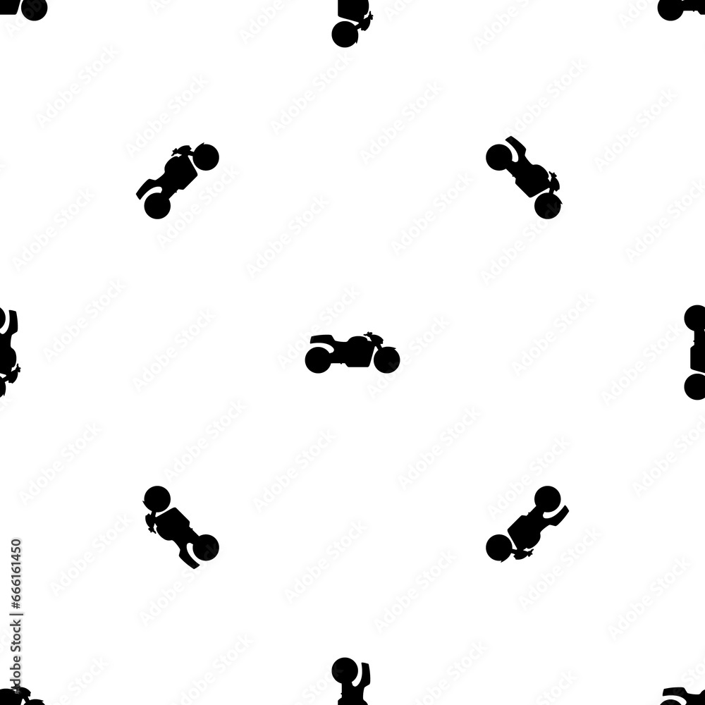 Poster seamless pattern of repeated black bike symbols. elements are evenly spaced and some are rotated. il