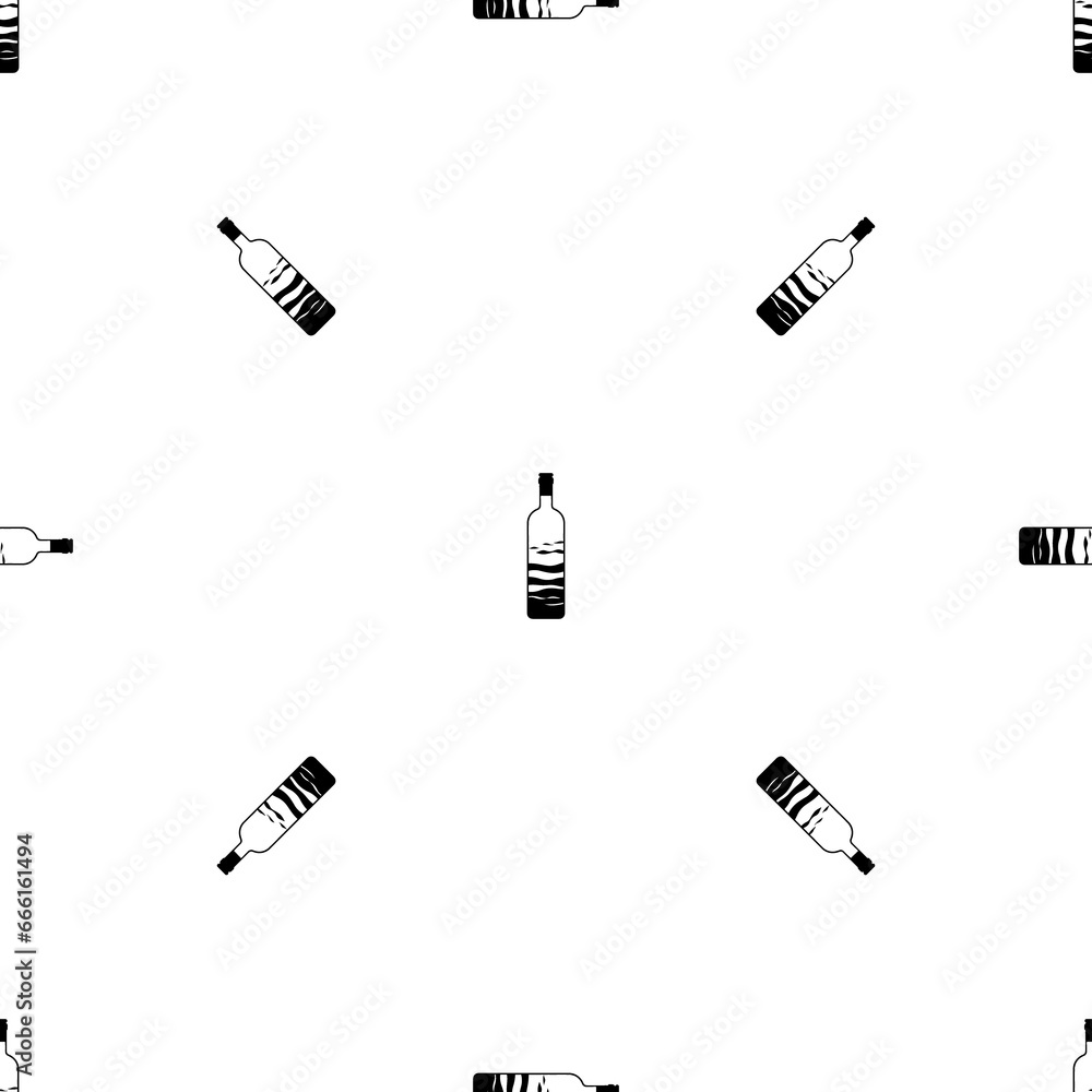 Poster seamless pattern of repeated black the world in a bottle symbols. elements are evenly spaced and som