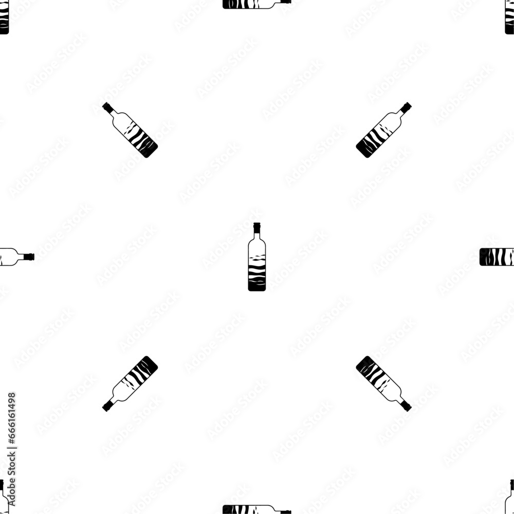 Poster seamless pattern of repeated black the world in a bottle symbols. elements are evenly spaced and som