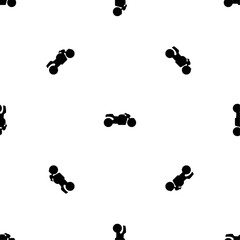Seamless pattern of repeated black bike symbols. Elements are evenly spaced and some are rotated. Vector illustration on white background