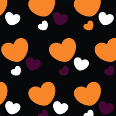 Halloween seamless repeat pattern with big hearts. Halloween Seamless Pattern. October Festival.