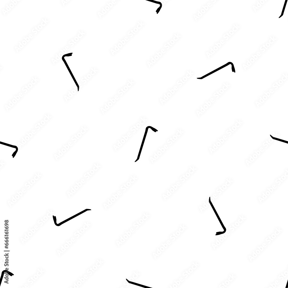 Poster seamless pattern of repeated black crowbar symbols. elements are evenly spaced and some are rotated.