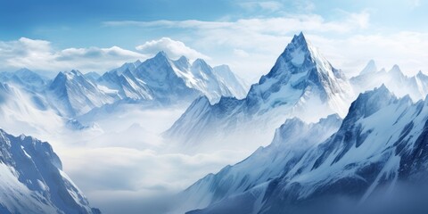 "Alpine Majesty: Witnessing Majestic Mountain Peaks in a Stunning Panorama" Ai generated.