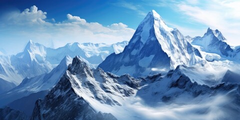"Nature's Grandeur: Majestic Mountain Peaks in a Breathtaking Panorama" Ai generated.