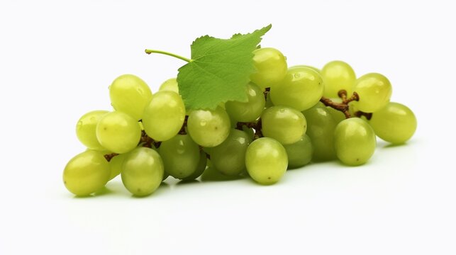 green grapes white background.Generative AI
