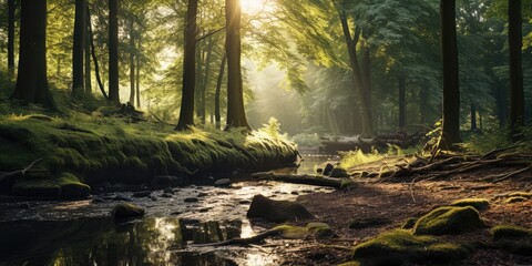 Fototapeta premium Woodland Symphony: Nature's Harmonies. Ai generated.