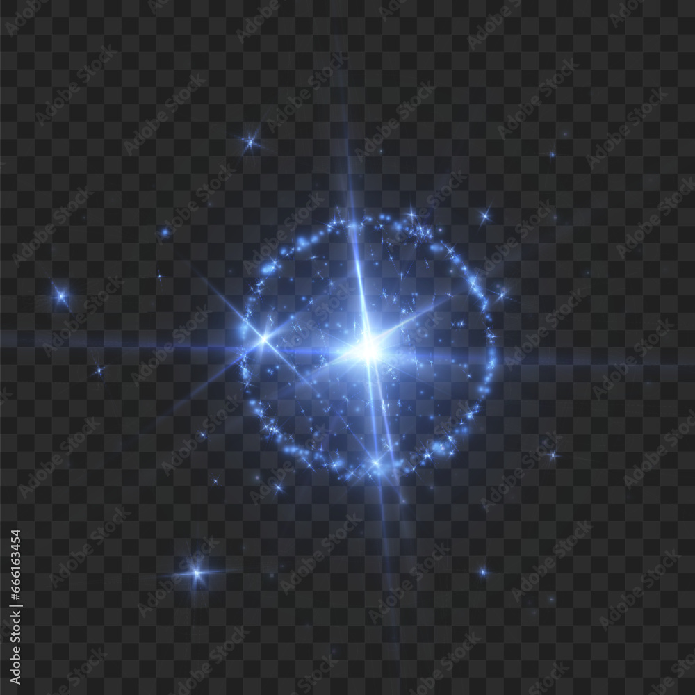 Aufkleber abstract light effect. explosion of a blue nova in outer space. vector on transparent background.