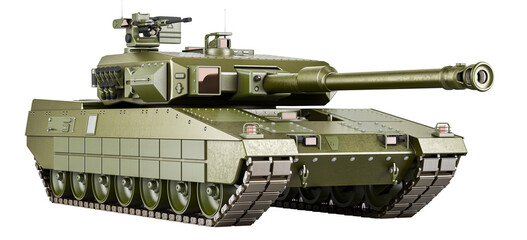 Fototapeta na wymiar Battle Tank, main battle tank. 3D rendering isolated on transparent background