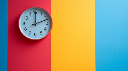 clock on the colorful wall.