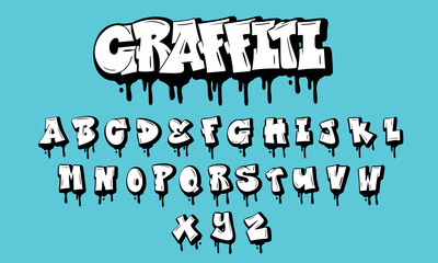 Dripping graffiti, alphabet. Vector illustration - obrazy, fototapety, plakaty
