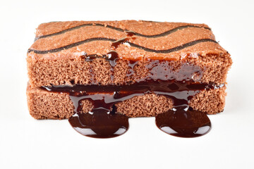 Chocolate pastry on white background