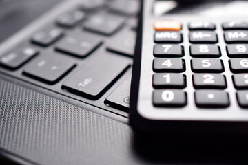 Closeup of calculator in laptop