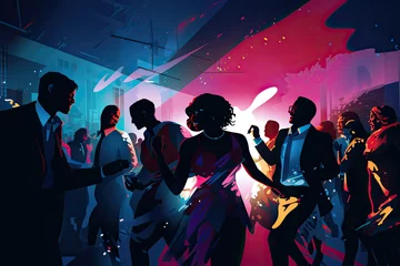 Fotobehang Illustration of a people dancing at a nightclub. © Robert