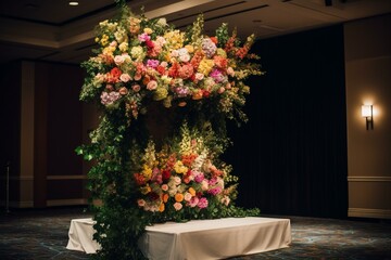 Fototapeta na wymiar floral podium. Generative AI