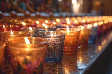 Candles Christmas mass.  Generative AI. - obrazy, fototapety, plakaty