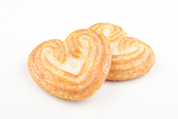 Heart shaped biscuit isolated on white background