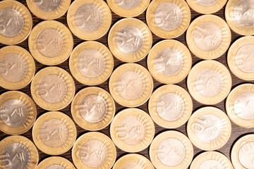 Top view of indian coin texture background