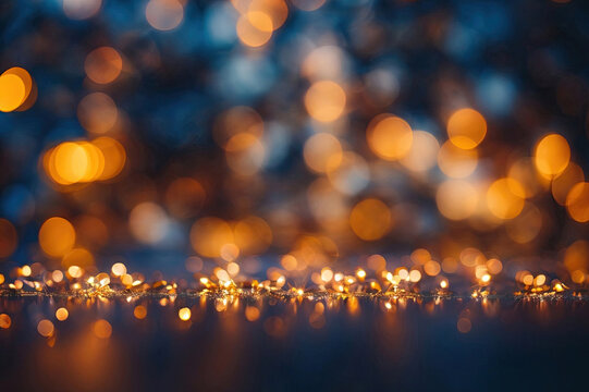 Blurred background with orange and blue blurred lights. Light bokeh overlay. Multicolored light bokeh footage