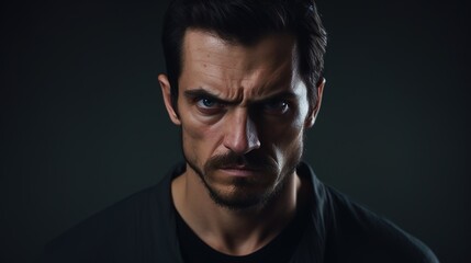 Fototapeta premium Angry Man Looking at the Camera Isolated on the Minimalist Background 