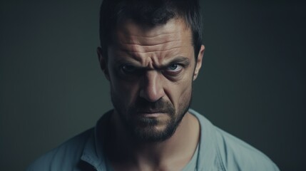 Obraz premium Angry Man Looking at the Camera Isolated on the Minimalist Background 