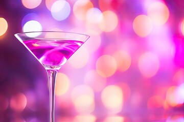  a pink drink in a martini glass with a blurry background.  generative ai - obrazy, fototapety, plakaty