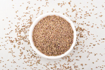 Ajwain top view on white background