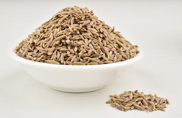 Jeera on white background condiment spice