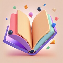 Book 3d realistic with cartoon style