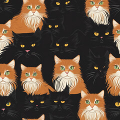 Black cat pattern generative ai