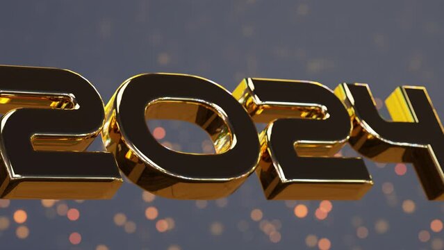 2024 gold numbers reveal with bokeh background, luxury concept, New Year's Eve concept, 2024 planning, 3d rendering