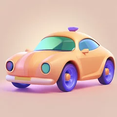 Foto op Canvas Car 3d realistic with cartoon style © Flieture