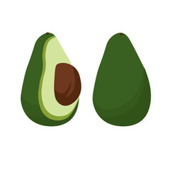Avocado whole and half with pit, nutritious popular fruit