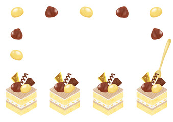 栗のケーキの水彩イラストフレーム