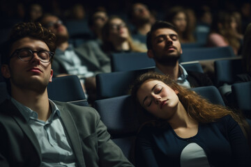 Audience members sleeping during a presentation.